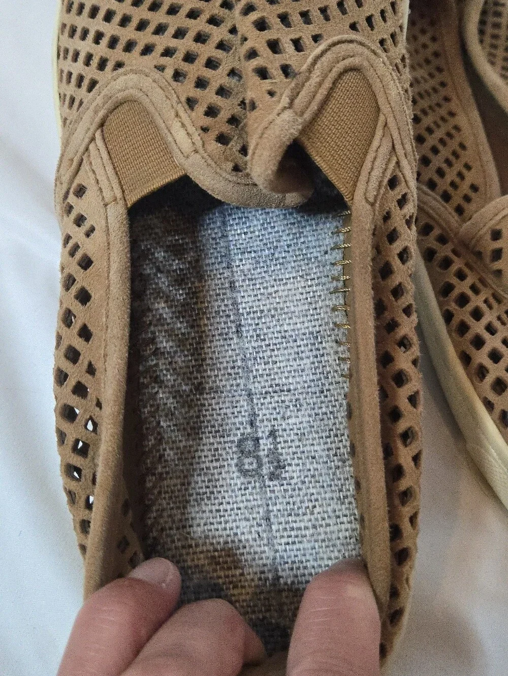 Tory Burch Jesse Women's 8.5 Leather SuedeSlip-On Perforated Casual Sneakers Tan